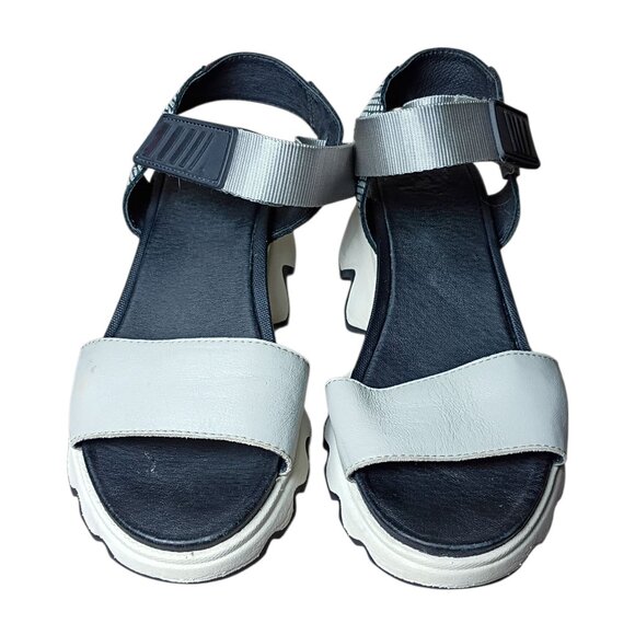 Sorel Kinetic Impact Strap Sandals Women’s 8.5 Gray Platform Chunky Wedge Sporty - Picture 2 of 10